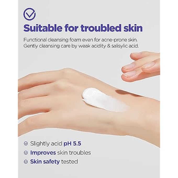 ACWELL AHA BHA PHA EXFOLIATING AND CALMING FACIAL CLEANSER FOR SENSITIVE SKIN, PH 5.5, CALMS ACNE AND BLEMISHES, MOISTURIZING DENSE BUBBLE FOAM - PH BALANCING SOOTHING CLEANSING FOAM 150ML - Image 4
